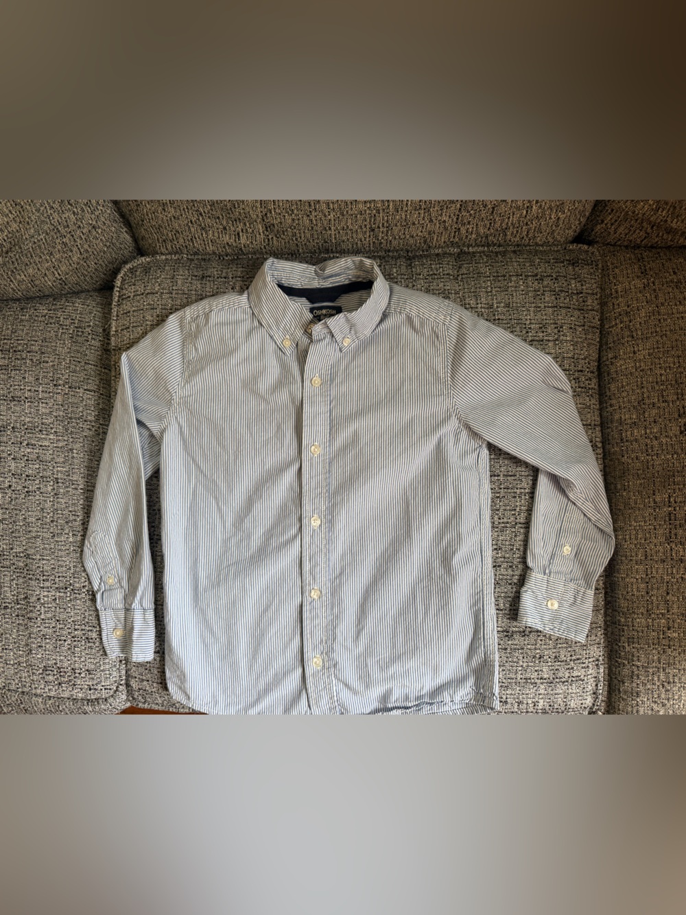 OshKosh B'gosh Boys' Button-Up Shirt in Light Blue and White Stripes